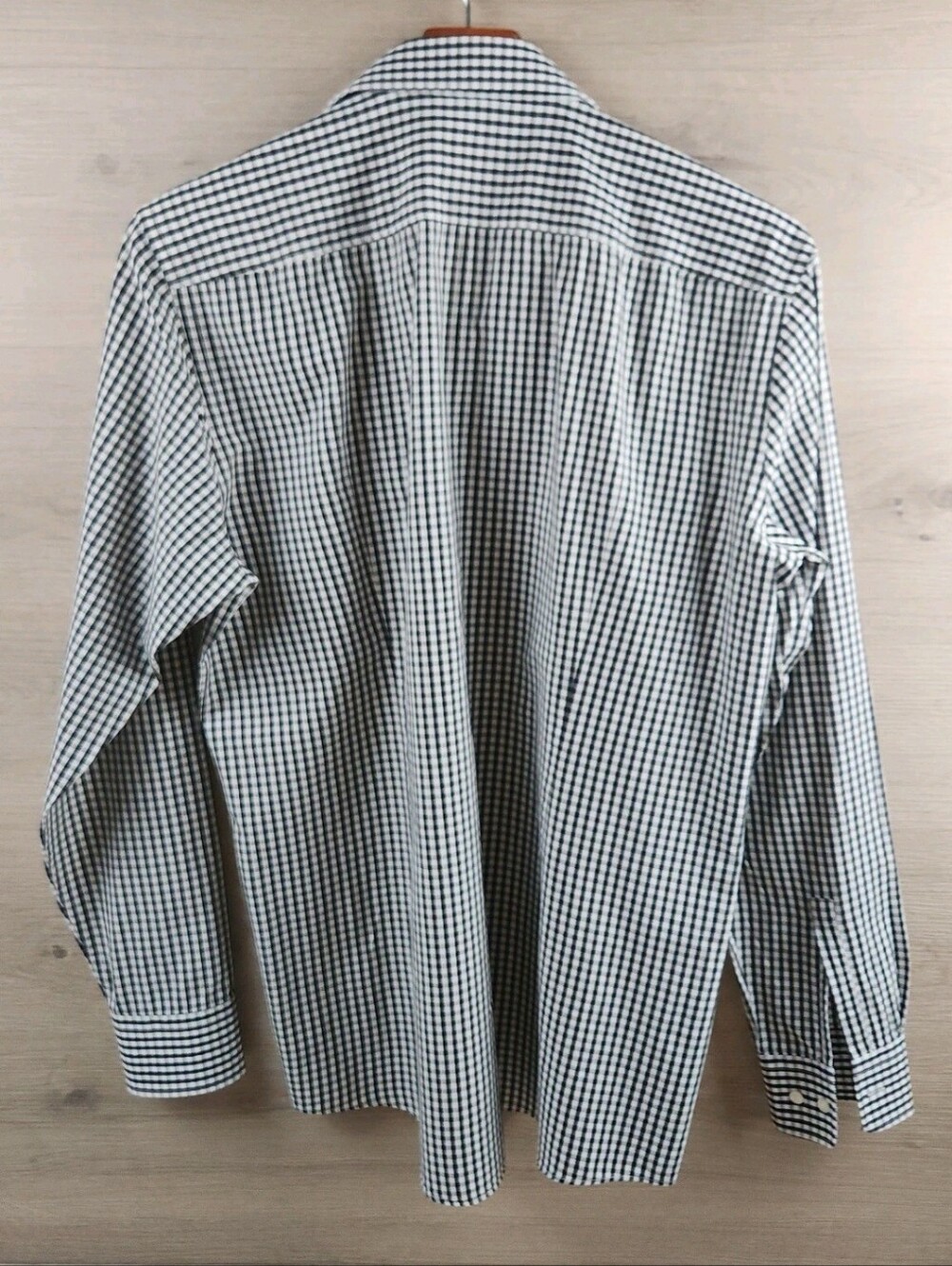 Boss Dress Shirt Mens 16 Black White Long Sleeve Button Up Check Sharp Fit - Picture 3 of 8
